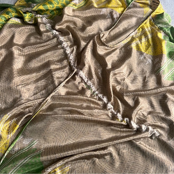Darn Good Made in India Recycled Silk Bohemian Tie Goddess Beach Caftan Dress - Picture 9 of 17